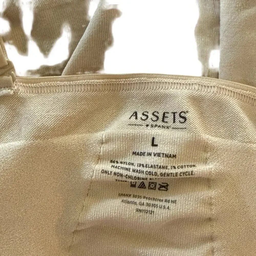 Assets by Spanx Shaping Open-Bust Bodysuit Beige Style 10247R Shaper Shapewear L
